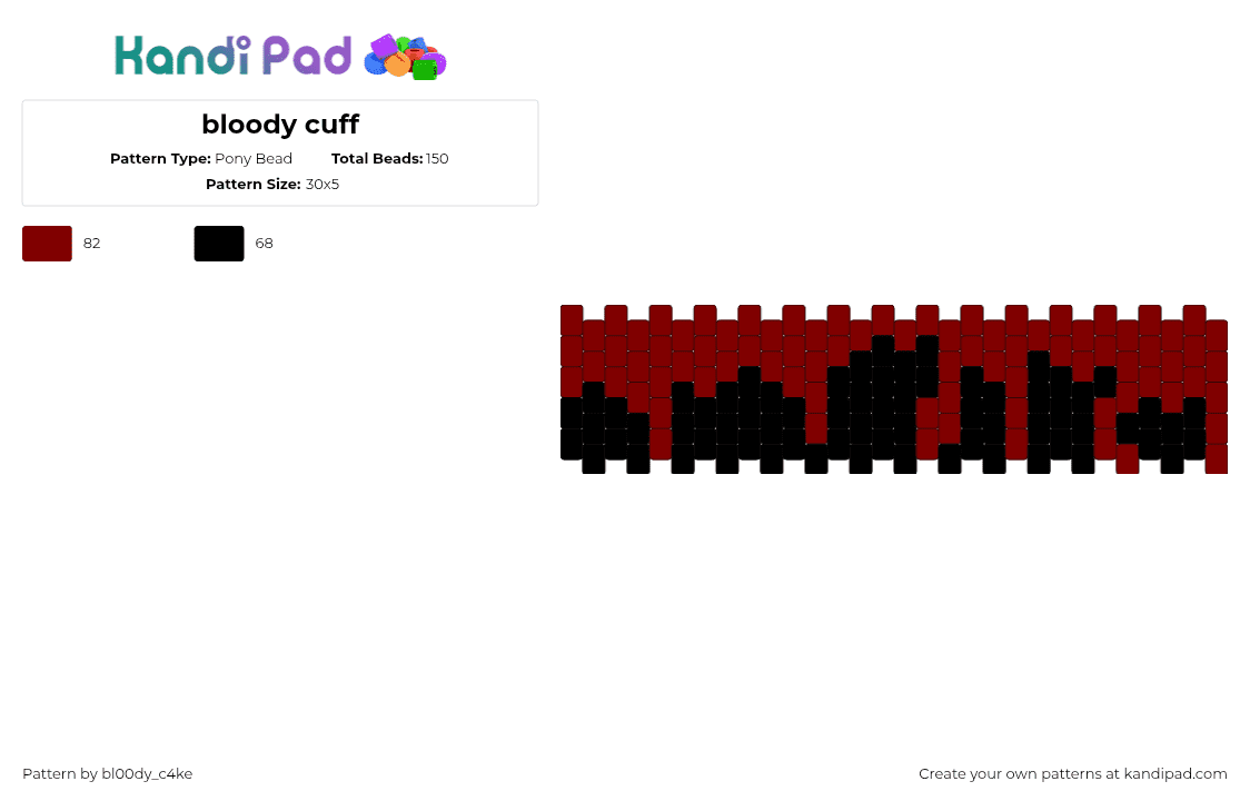 bloody cuff - Pony Bead Pattern by bl00dy_c4ke on Kandi Pad - brown,black,bloody,bl00dy,red,cuff