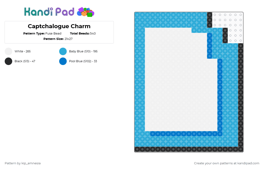 Captchalogue Charm Fuse Bead Pattern - Kandi Pad | Kandi Patterns, Fuse ...