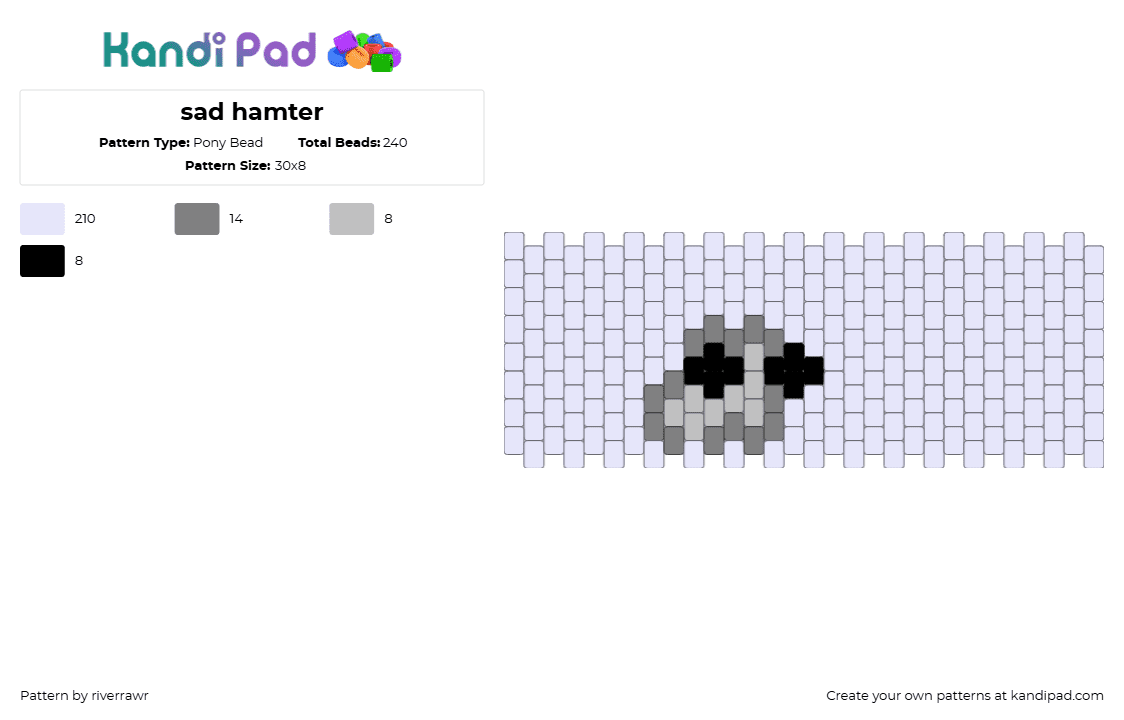 sad hamter - Pony Bead Pattern by riverrawr on Kandi Pad - 