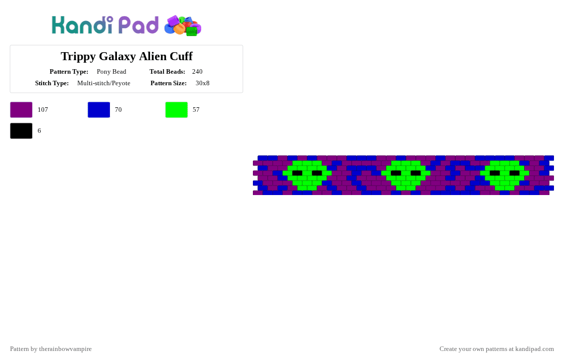 Trippy Galaxy Alien Cuff - Pony Bead Pattern by therainbowvampire on Kandi Pad - pink