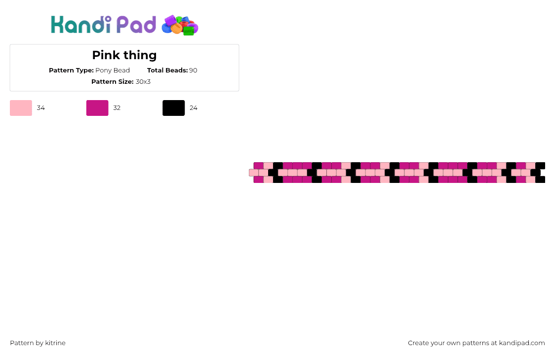 Pink thing - Pony Bead Pattern by kitrine on Kandi Pad - chain,bracelet,cuff,pink