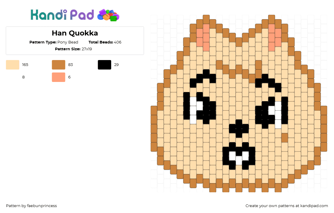 Han Quokka - Pony Bead Pattern by faebunprincess on Kandi Pad - han quokka,skzoo,stray kids,music,character,head,animal,tan