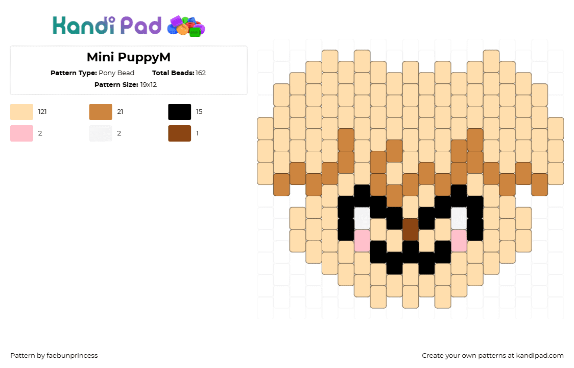 Mini PuppyM - Pony Bead Pattern by faebunprincess on Kandi Pad - puppym,skzoo,stray kids,music,band,kpop,character,charm,head,cute,tan