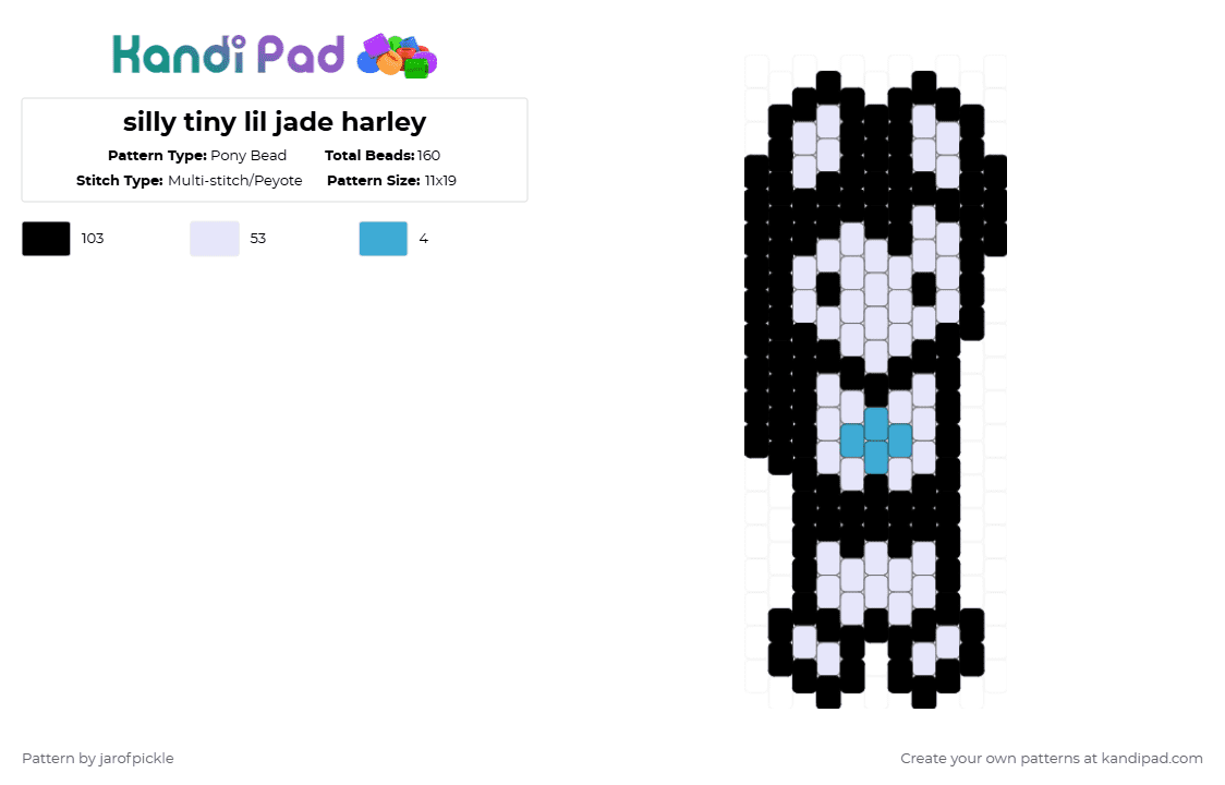 silly tiny lil jade harley - Pony Bead Pattern by jarofpickle on Kandi Pad - black,white,homestuck,jade,jade harley,furry,dog