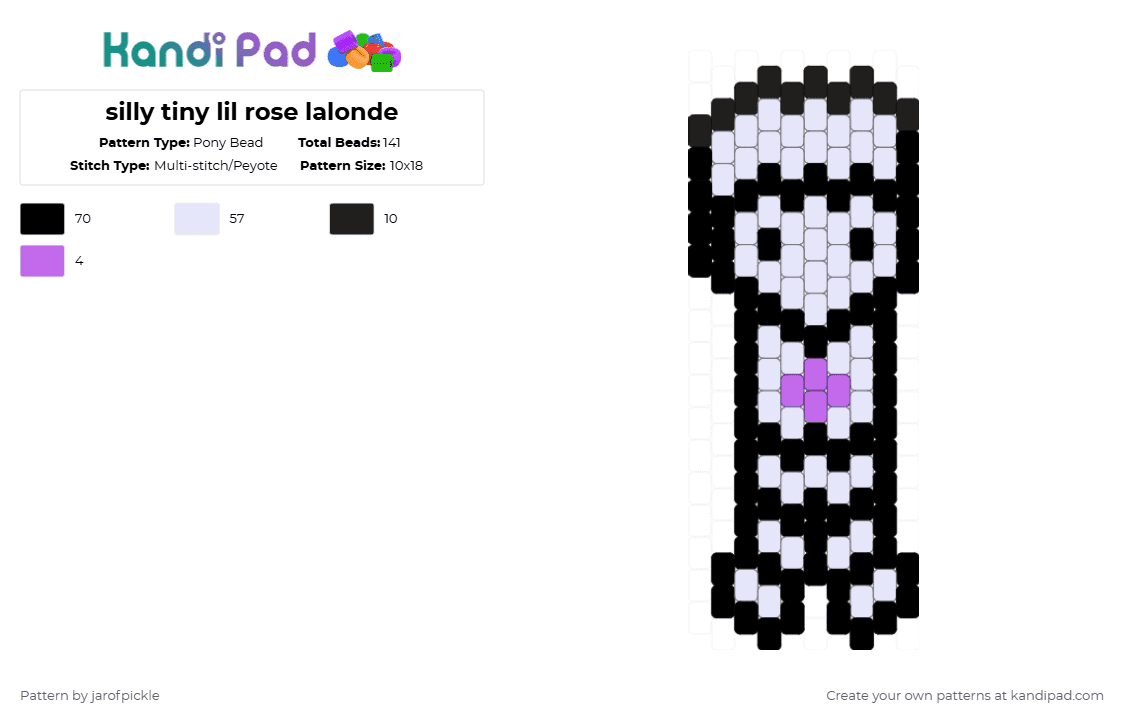 silly tiny lil rose lalonde - Pony Bead Pattern by jarofpickle on Kandi Pad - white,homestuck,rose,rose lalonde