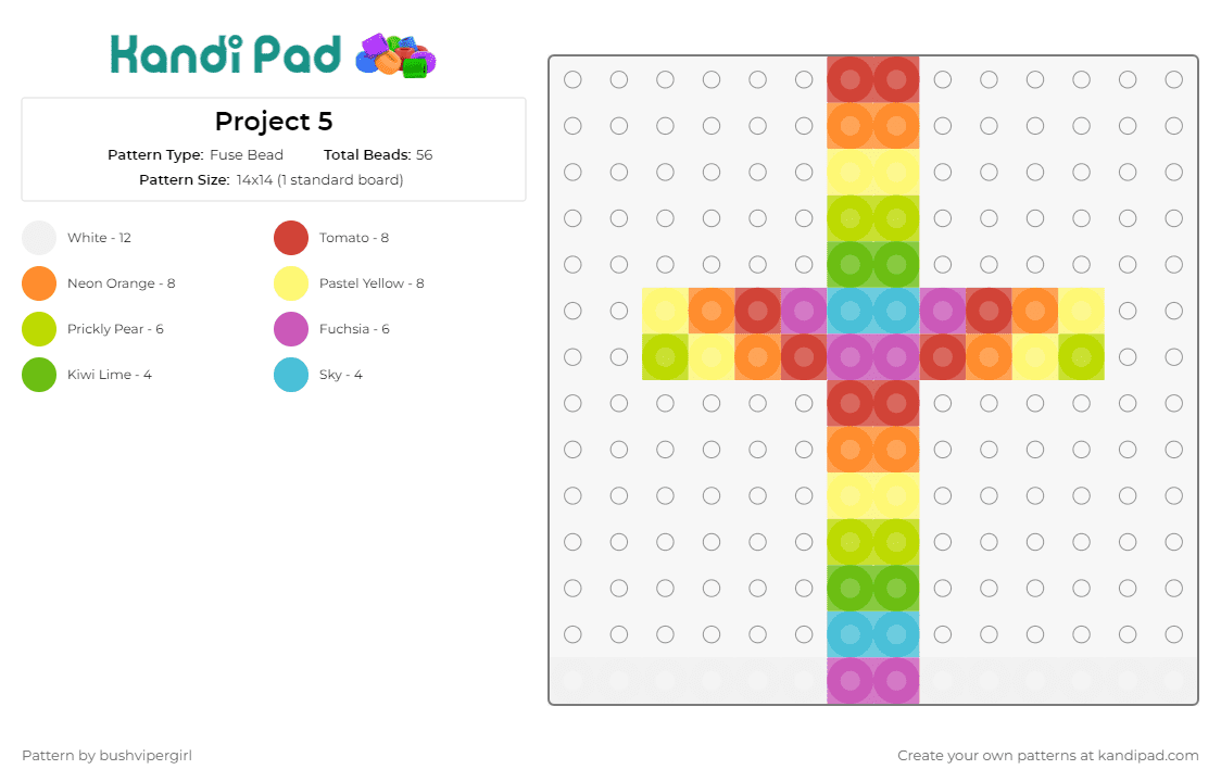 Project 5 - Fuse Bead Pattern by bushvipergirl on Kandi Pad - cross,rainbows