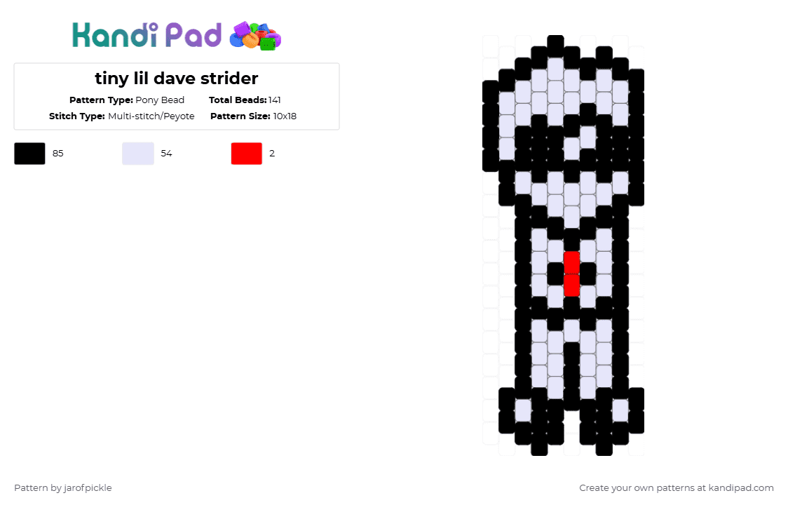 tiny lil dave strider - Pony Bead Pattern by jarofpickle on Kandi Pad - white,homestuck,dave,dave strider