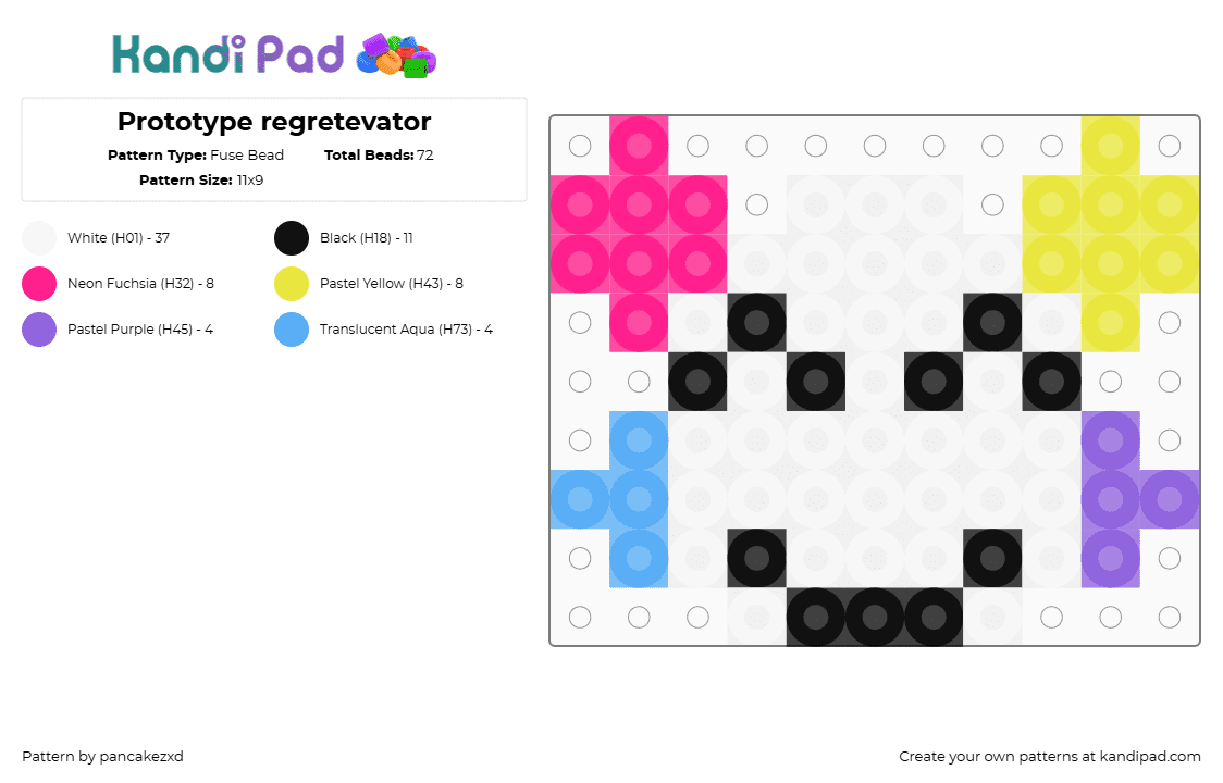 Prototype regretevator - Fuse Bead Pattern by pancakezxd on Kandi Pad - prototype,regretevator,roblox,character,head,charm,colorful,white,pink,yellow