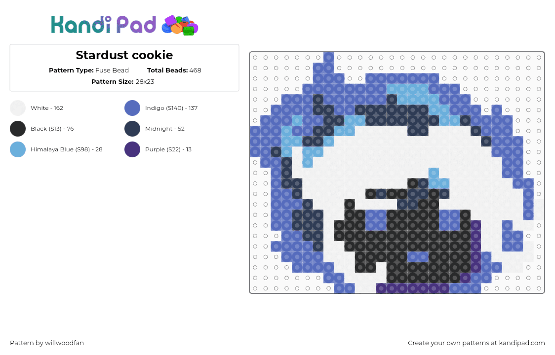 Stardust cookie - Fuse Bead Pattern by willwoodfan on Kandi Pad - blue