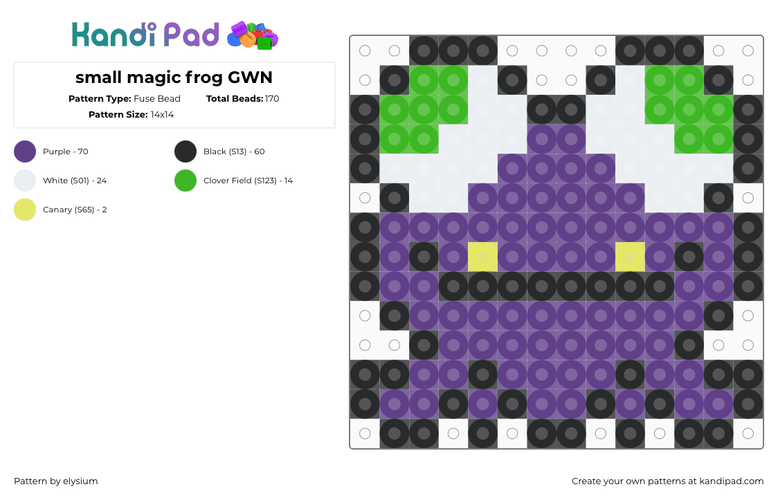 small magic frog GWN - Fuse Bead Pattern by elysium on Kandi Pad - purple