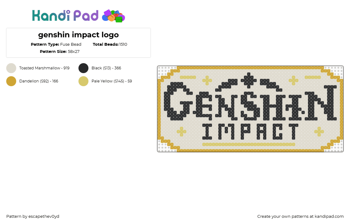 genshin impact logo - Fuse Bead Pattern by escapethev0yd on Kandi Pad - beige,genshin,genshinimpact,genshinlogo,anime,gaming,pc,pixelart,perler