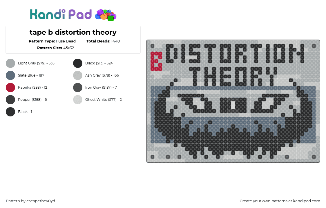 tape b distortion theory - Fuse Bead Pattern by escapethev0yd on Kandi Pad - tapeb,distortiontheory,yotabep,perler,tape,trippyland,hotone,showemhowitsdone