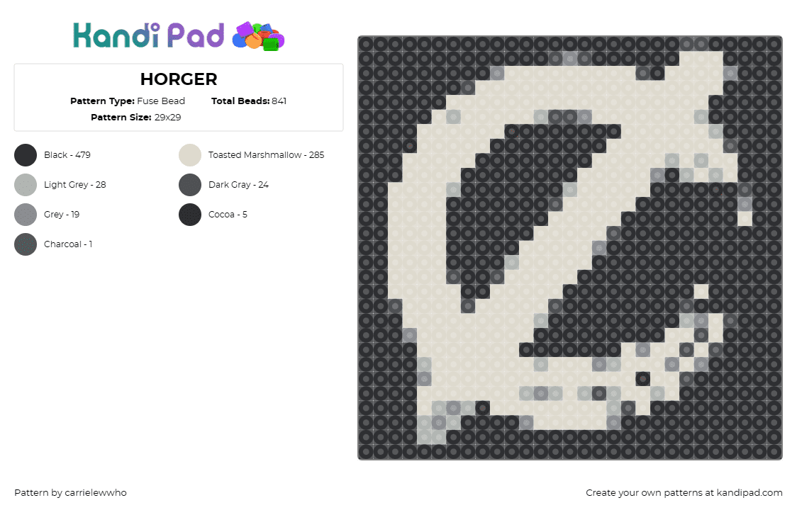 HORGER - Fuse Bead Pattern by carrielewwho on Kandi Pad - marten horger,dj,music,edm,logo,black,beige