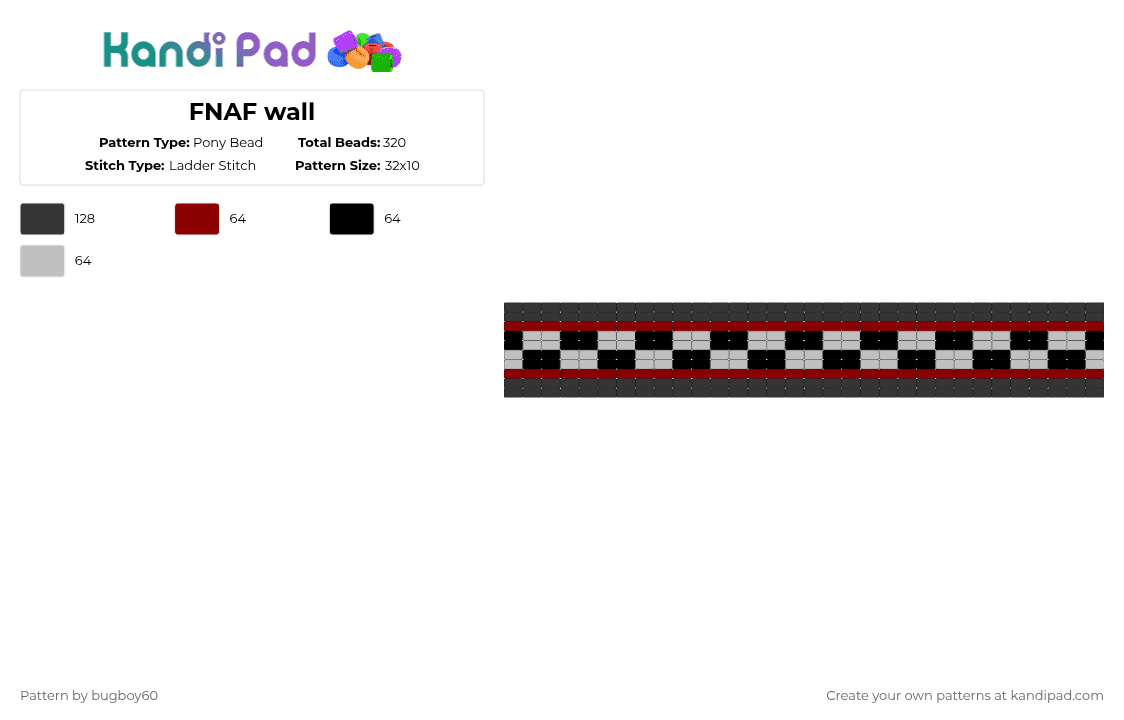 FNAF wall - Pony Bead Pattern by bugboy60 on Kandi Pad - red,beige,fnaf,five nights at freddys,video game