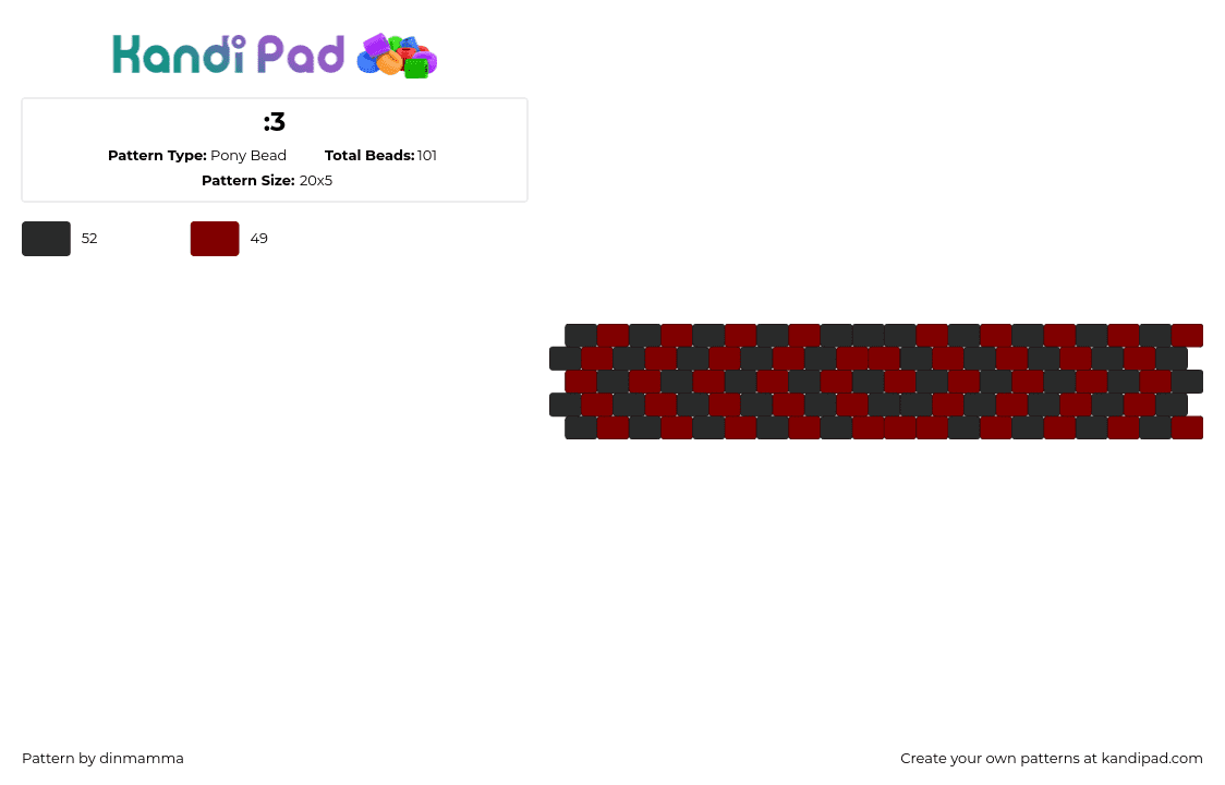 :3 - Pony Bead Pattern by dinmamma on Kandi Pad - spiral,hypnotic,rezz,cuff,trippy,black,red