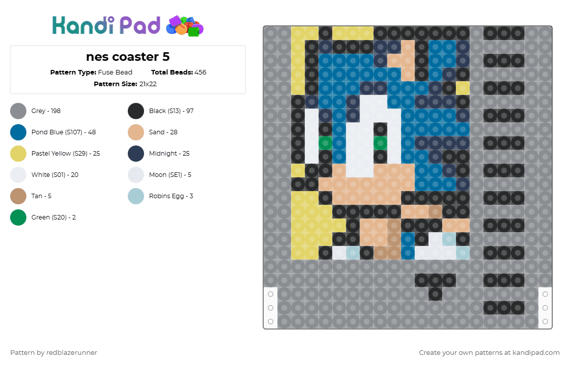 nes coaster 5 - Fuse Bead Pattern by redblazerunner on Kandi Pad - sonic,gray,blue