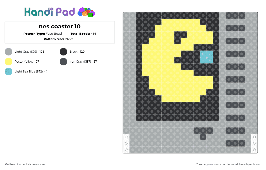 nes coaster 10 - Fuse Bead Pattern by redblazerunner on Kandi Pad - gray,yellow