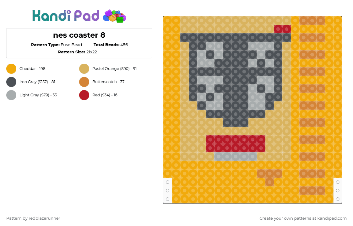 nes coaster 8 - Fuse Bead Pattern by redblazerunner on Kandi Pad - orange