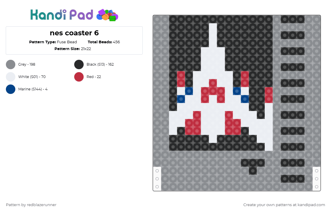 nes coaster 6 - Fuse Bead Pattern by redblazerunner on Kandi Pad - gray