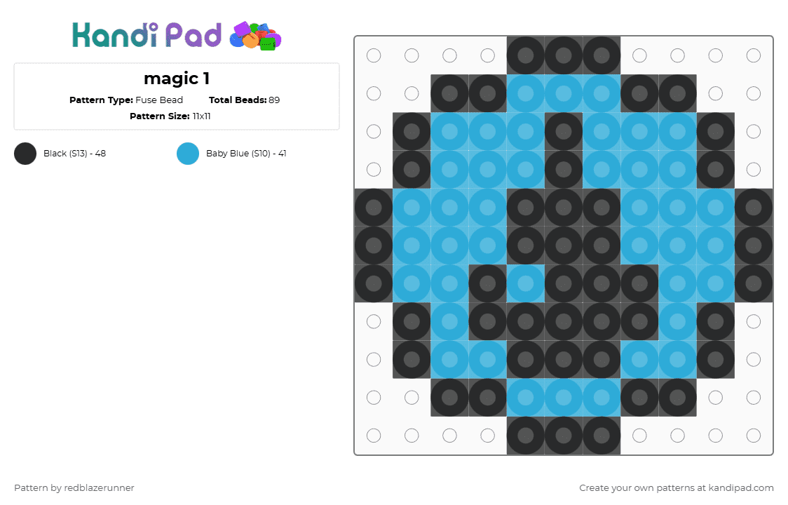 magic 1 - Fuse Bead Pattern by redblazerunner on Kandi Pad - light blue,black