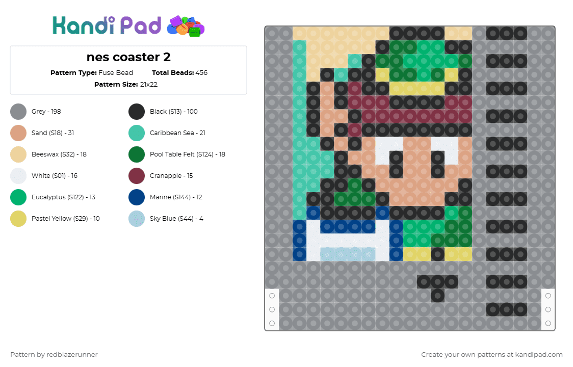 nes coaster 2 - Fuse Bead Pattern by redblazerunner on Kandi Pad - legend of zelda,gaming,video game,gray,beige