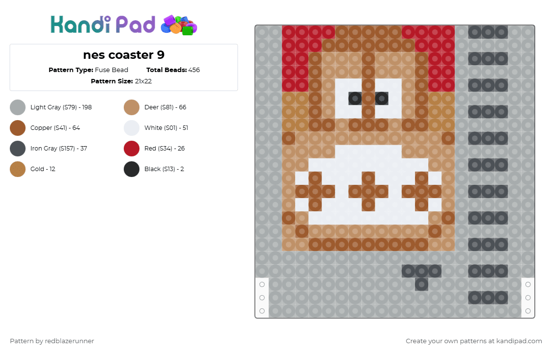 nes coaster 9 - Fuse Bead Pattern by redblazerunner on Kandi Pad - gray,tan