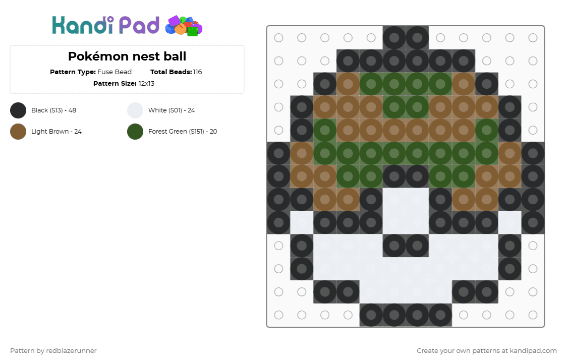 Pokémon nest ball - Fuse Bead Pattern by redblazerunner on Kandi Pad - tan,gold