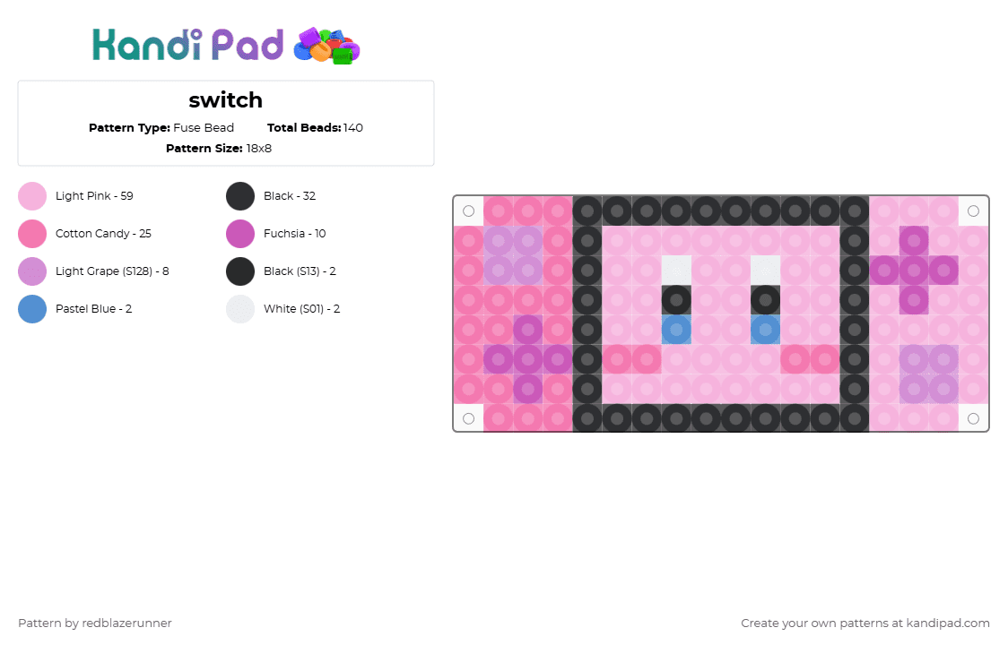 switch - Fuse Bead Pattern by redblazerunner on Kandi Pad - pink