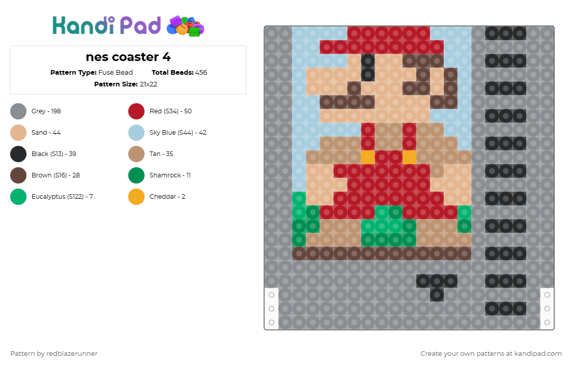 nes coaster 4 - Fuse Bead Pattern by redblazerunner on Kandi Pad - gray,beige