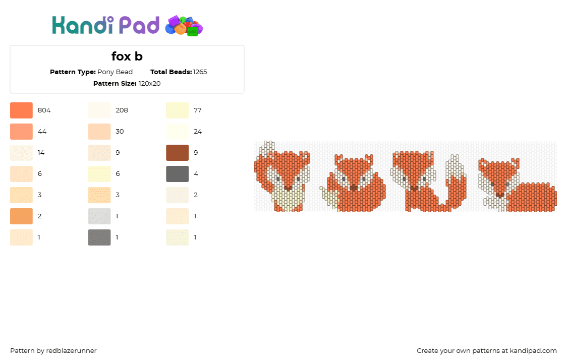 fox b - Pony Bead Pattern by redblazerunner on Kandi Pad - 