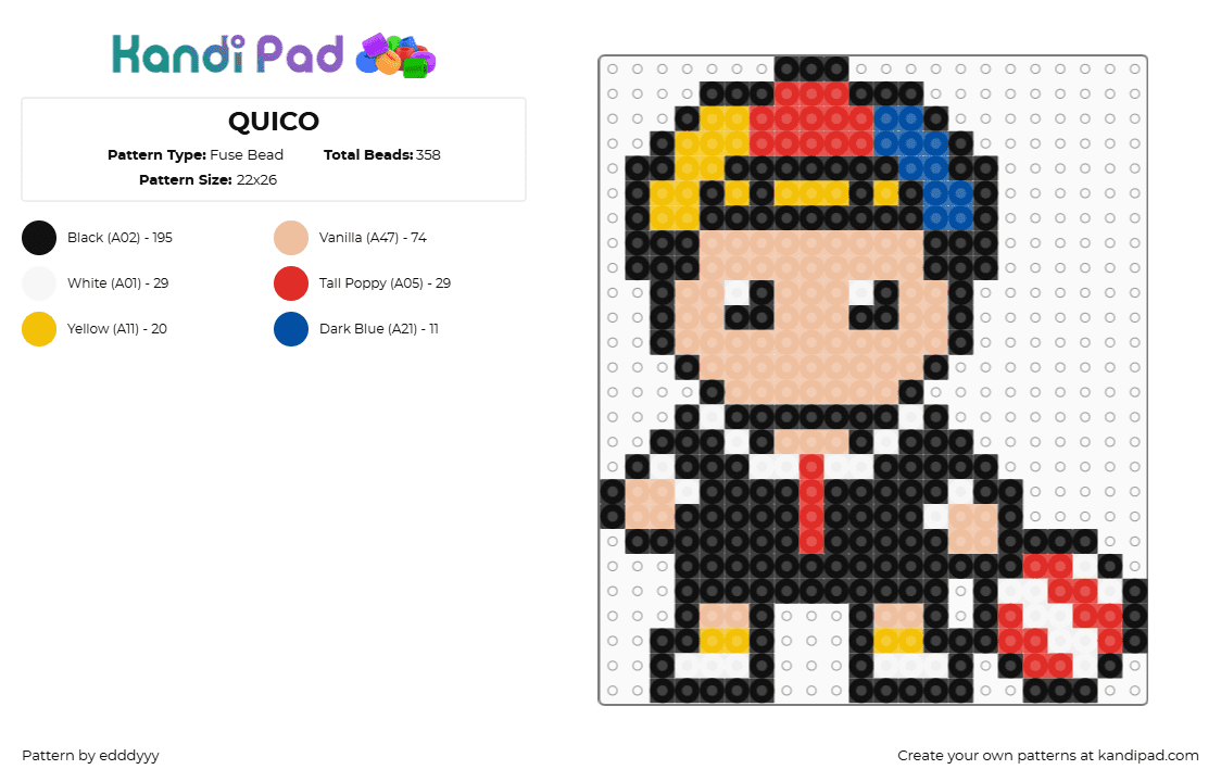 QUICO - Fuse Bead Pattern by edddyyy on Kandi Pad - black,beige