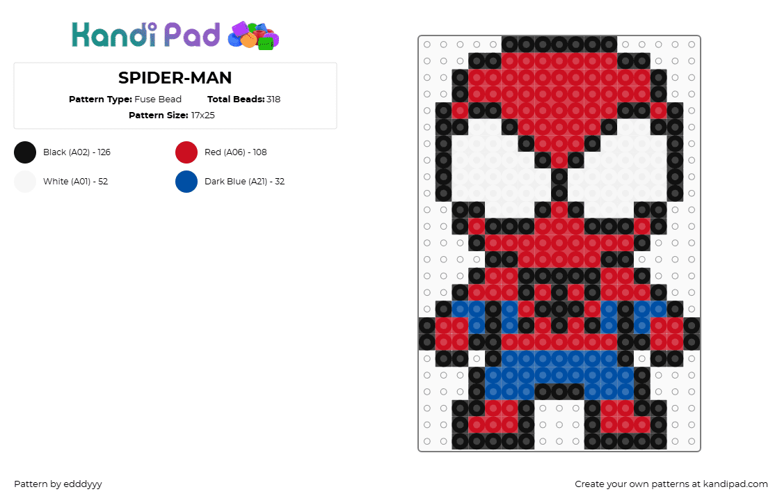SPIDER-MAN - Fuse Bead Pattern by edddyyy on Kandi Pad - red