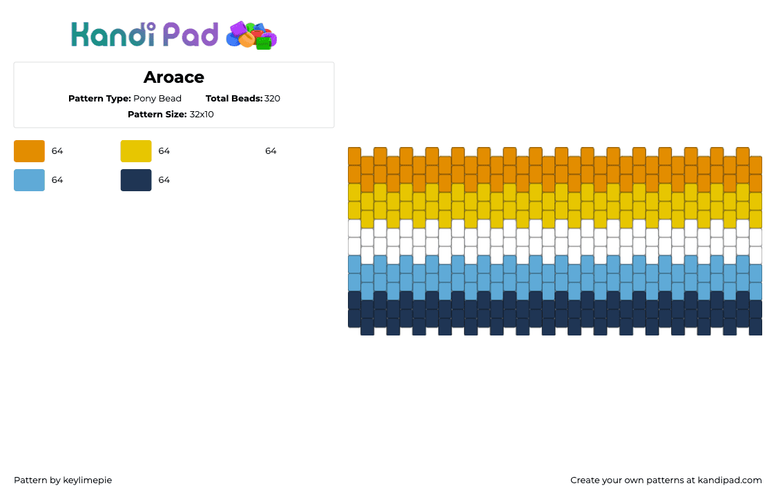 Aroace - Pony Bead Pattern by keylimepie on Kandi Pad - aroace,pride,cuff,orange,blue