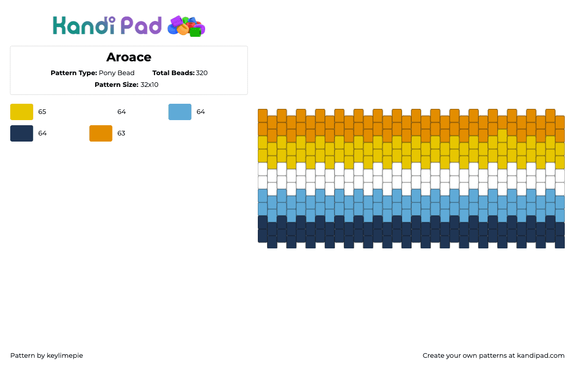 Aroace - Pony Bead Pattern by keylimepie on Kandi Pad - aroace,pride,cuff,orange,blue