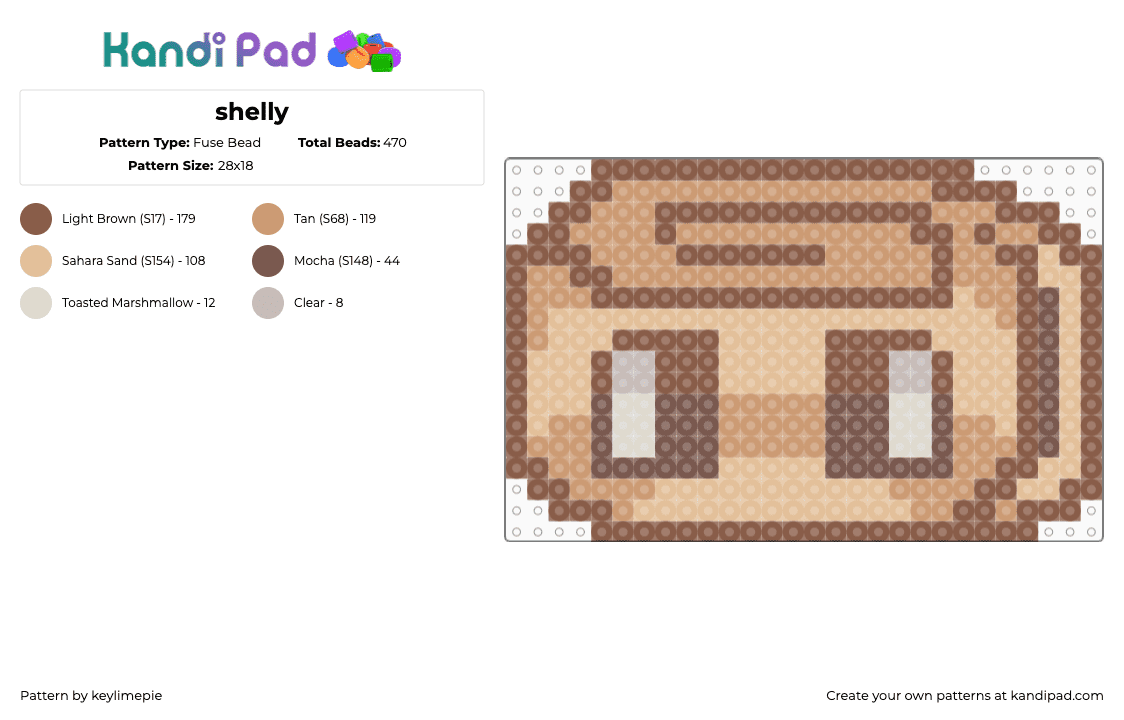 shelly - Fuse Bead Pattern by keylimepie on Kandi Pad - shelly,dandys world,head,character,video game,tan