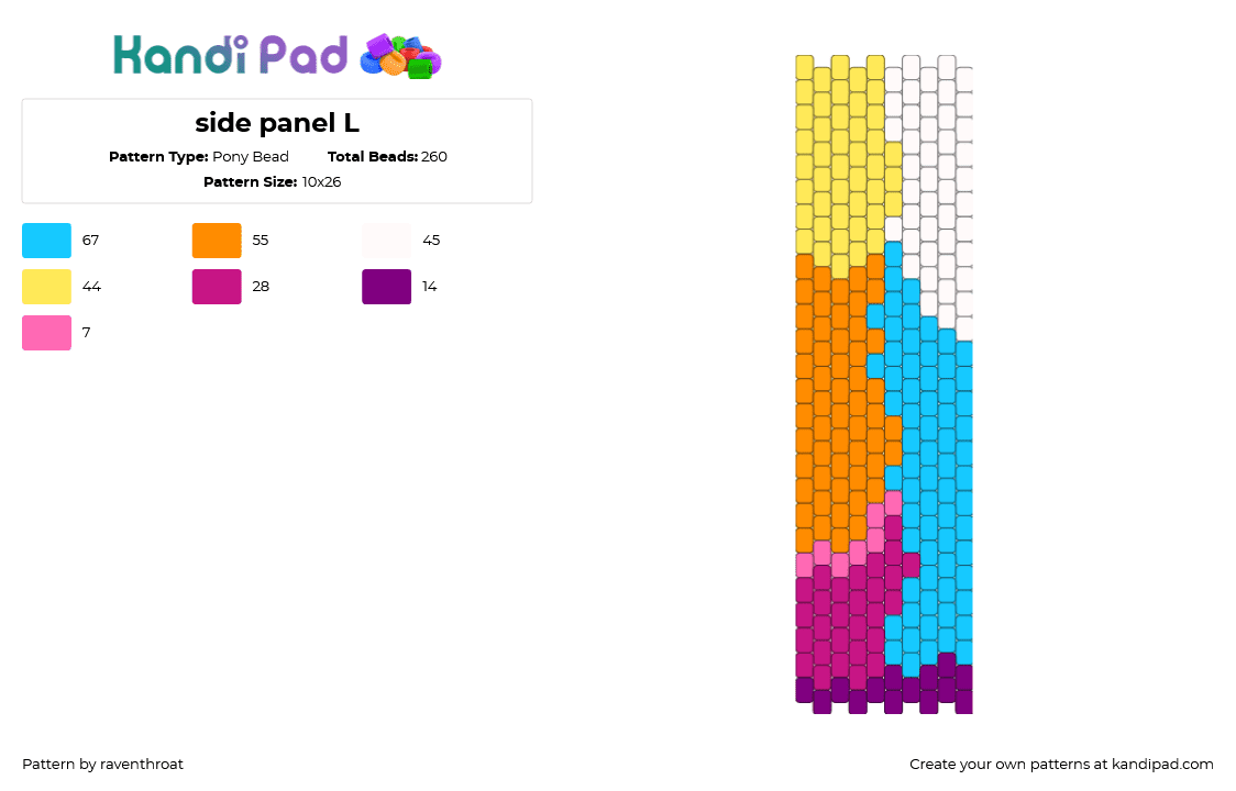 Side panel L Pony Bead Pattern - Kandi Pad | Kandi Patterns, Fuse Bead ...