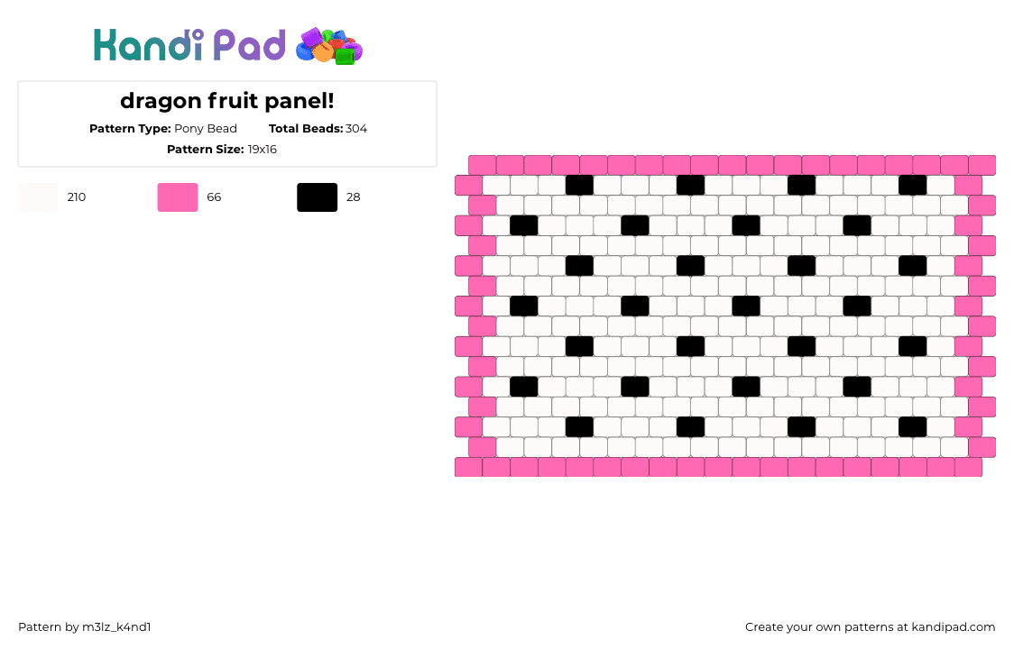 dragon fruit panel! - Pony Bead Pattern by m3lz_k4nd1 on Kandi Pad - bag, black, dragon fruit, food, panel, pink, wallet, white