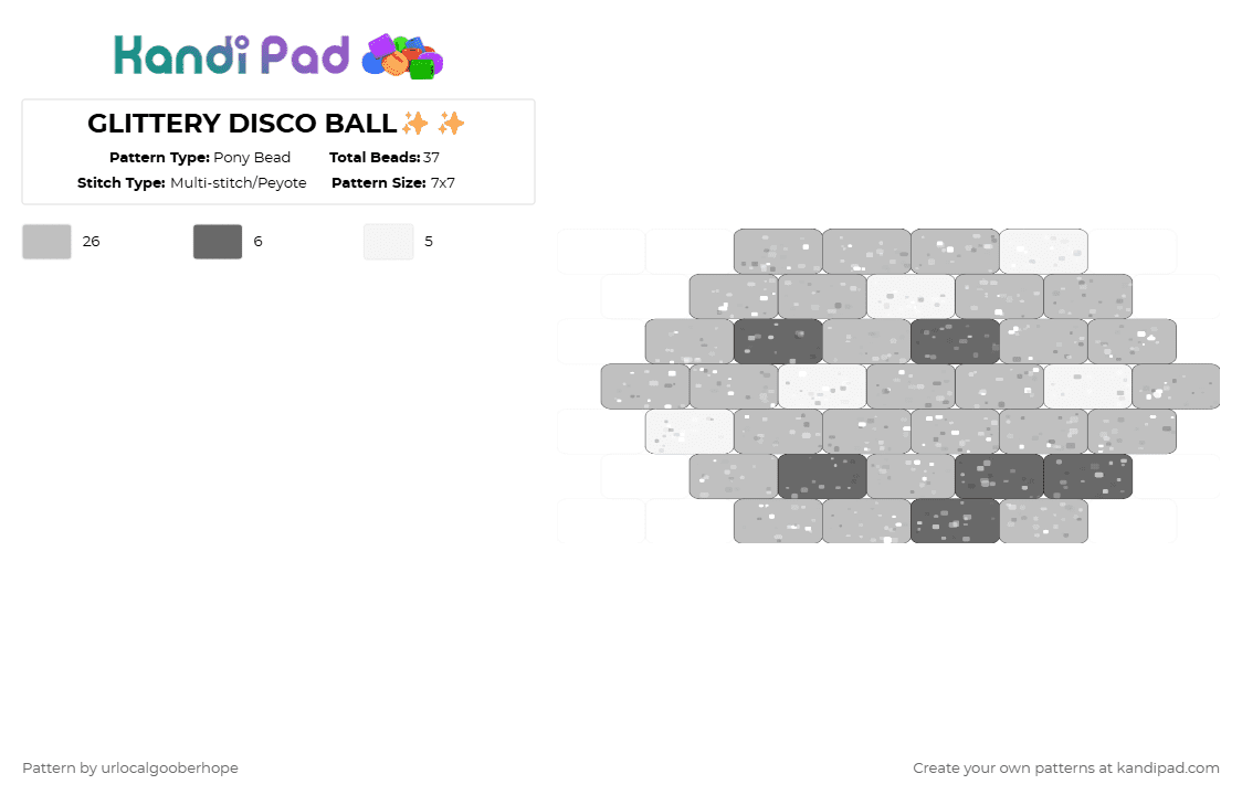 GLITTERY DISCO BALL✨✨ - Pony Bead Pattern by urlocalgooberhope on Kandi Pad - beige,cotdschooldance