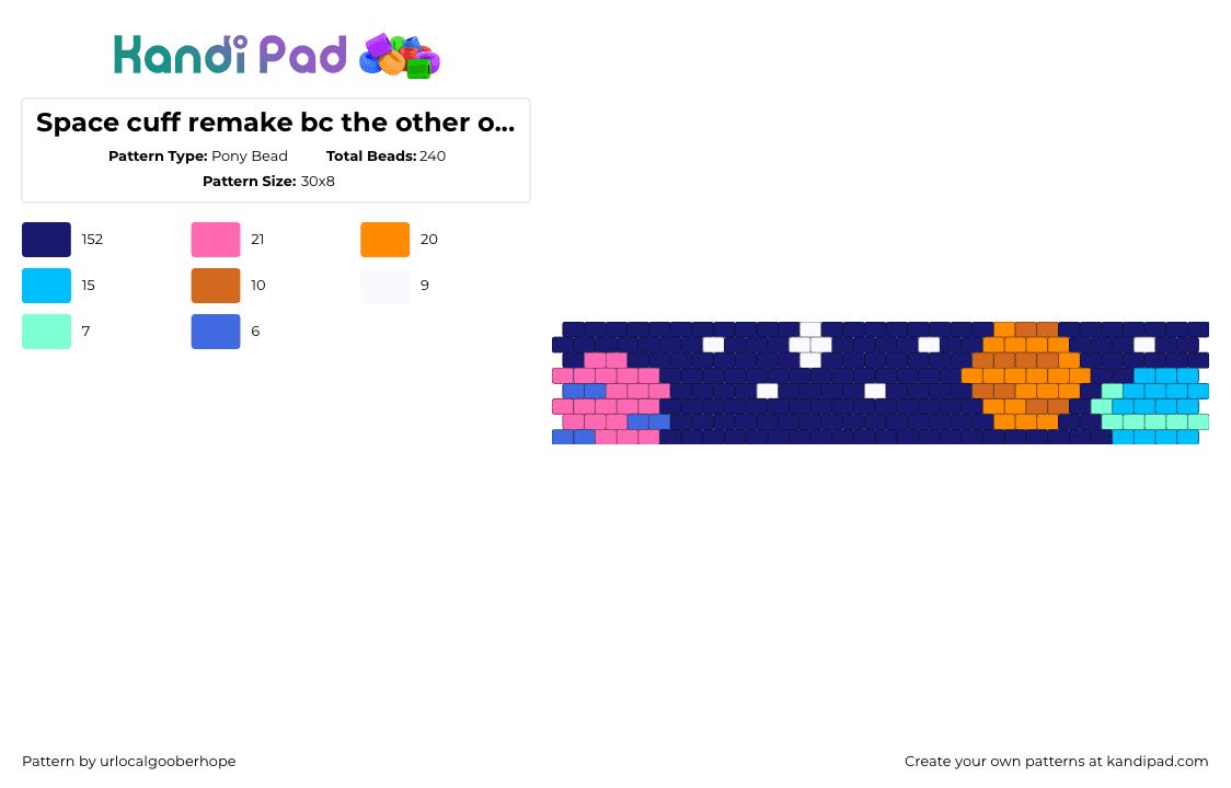 Space cuff remake bc the other one was lost - Pony Bead Pattern by urlocalgooberhope on Kandi Pad - purple