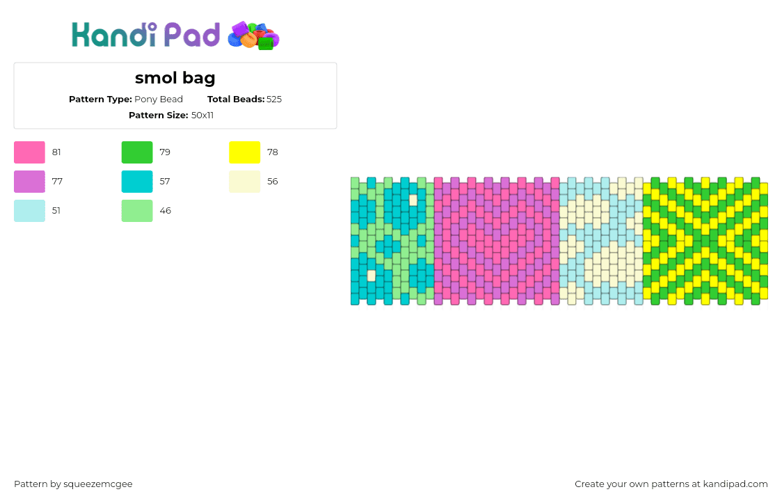 smol bag - Pony Bead Pattern by squeezemcgee on Kandi Pad - light blue,pink,bag,purse
