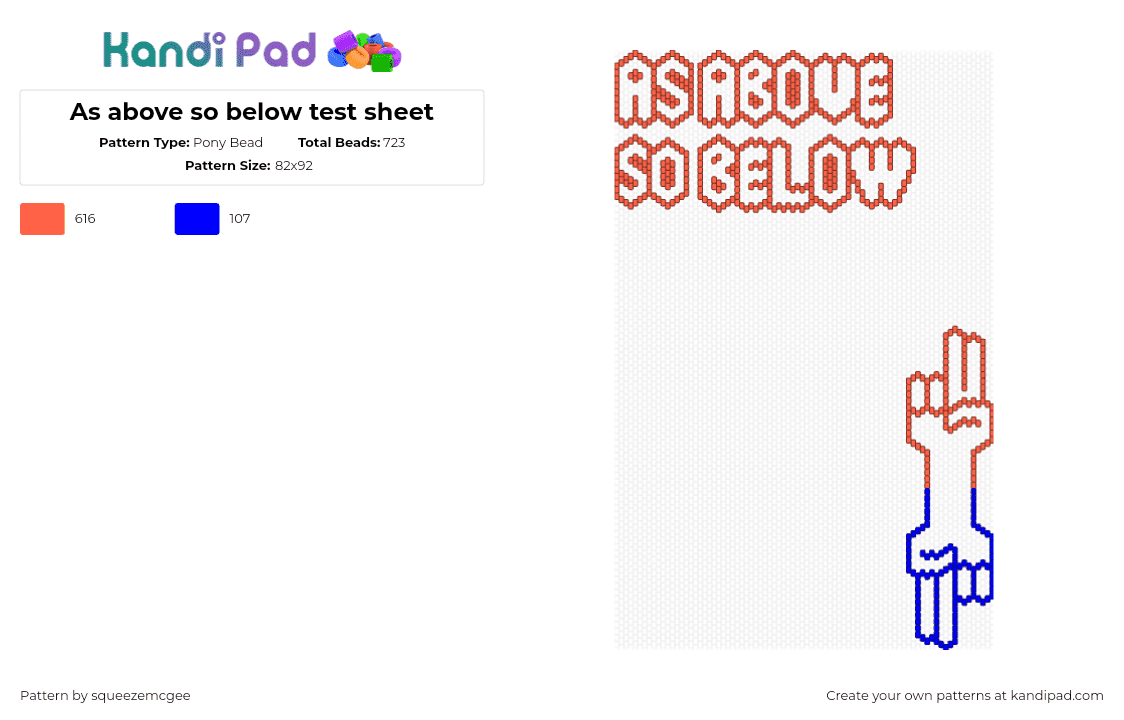 As above so below test sheet - Pony Bead Pattern by squeezemcgee on Kandi Pad - 