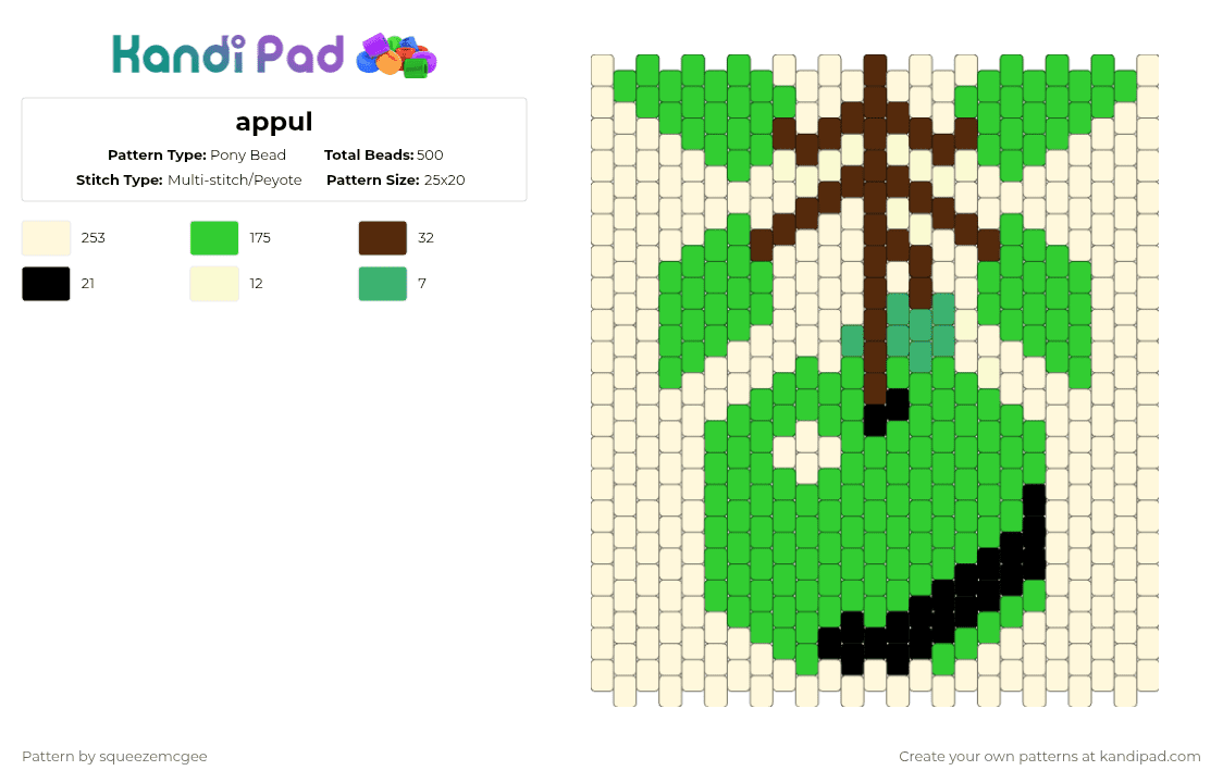 appul - Pony Bead Pattern by squeezemcgee on Kandi Pad - green
