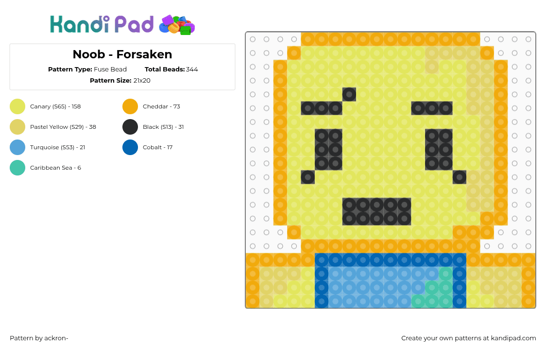 Noob - Forsaken - Fuse Bead Pattern by ackron- on Kandi Pad - orange,yellow