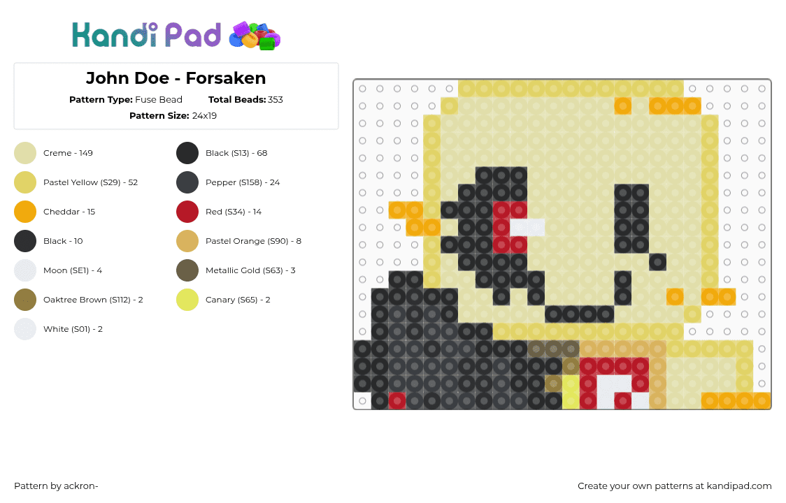 John Doe - Forsaken - Fuse Bead Pattern by ackron- on Kandi Pad - yellow