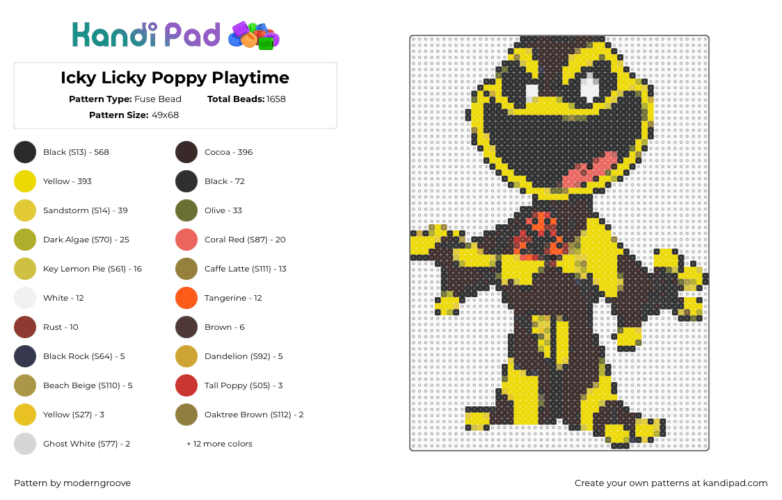 Icky Licky Poppy Playtime Fuse Bead Pattern Kandi Pad Kandi Icky Licky Poppy Playtime Fuse Bead Pattern Kandi Pad Kandi