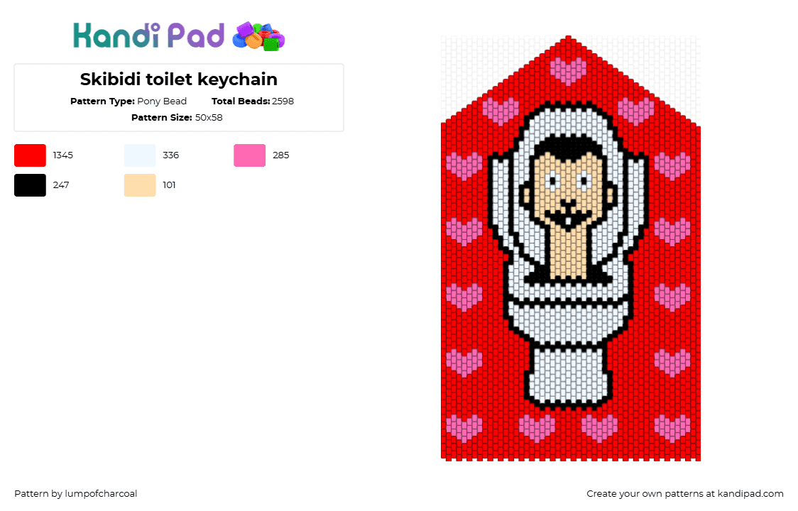 Skibidi toilet keychain - Pony Bead Pattern by lumpofcharcoal on Kandi Pad - 