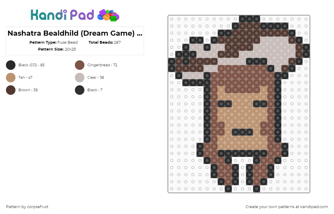 Nashatra Bealdhild (Dream Game) Simplistic perler - Fuse Bead Pattern by corpsefruit on Kandi Pad - 