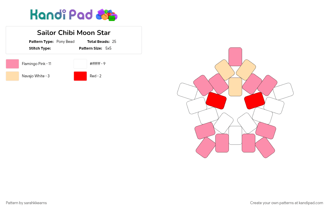 Sailor Chibi Moon Star - Pony Bead Pattern by sarahkkearns on Kandi Pad - pink