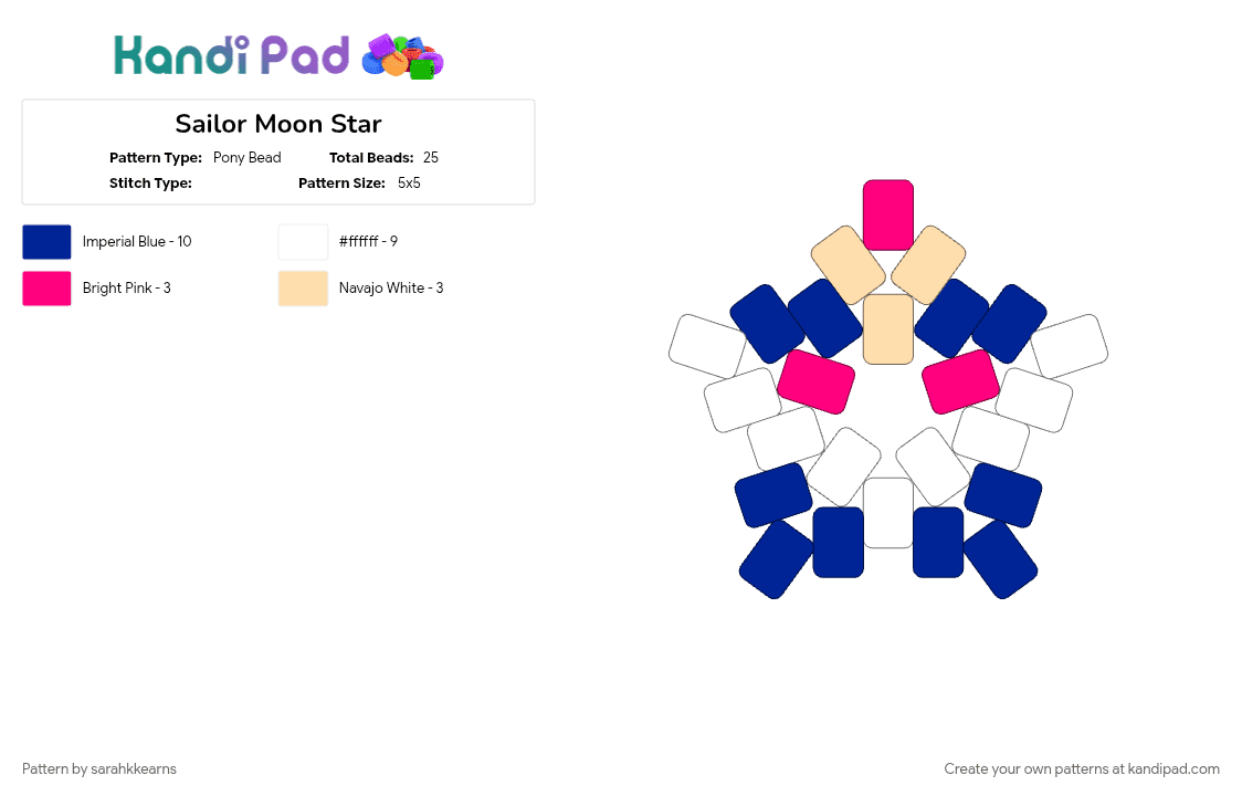 Sailor Moon Star - Pony Bead Pattern by sarahkkearns on Kandi Pad - purple