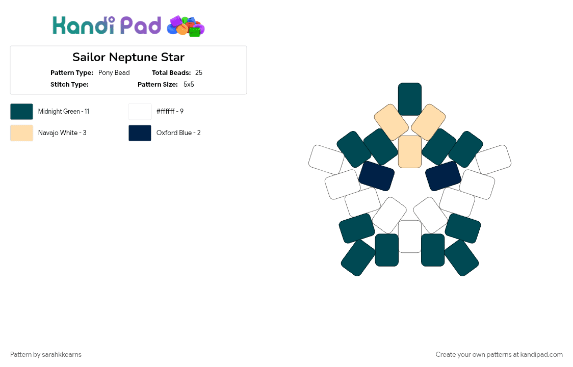 Sailor Neptune Star - Pony Bead Pattern by sarahkkearns on Kandi Pad - blue